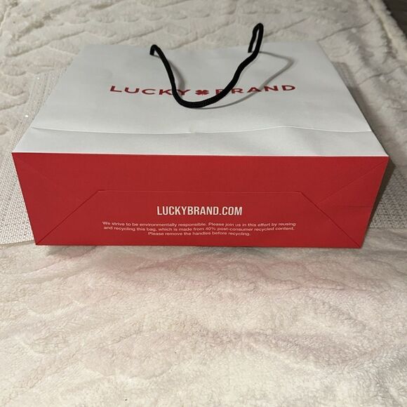 Lucky Brand White Red Black Paper Shopping Tote - Picture 6 of 6